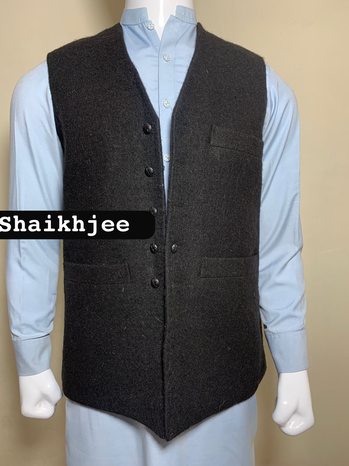 Handmade woolen nehru VEST , chirtali pakistani waistcoat - SHAIKHJEE