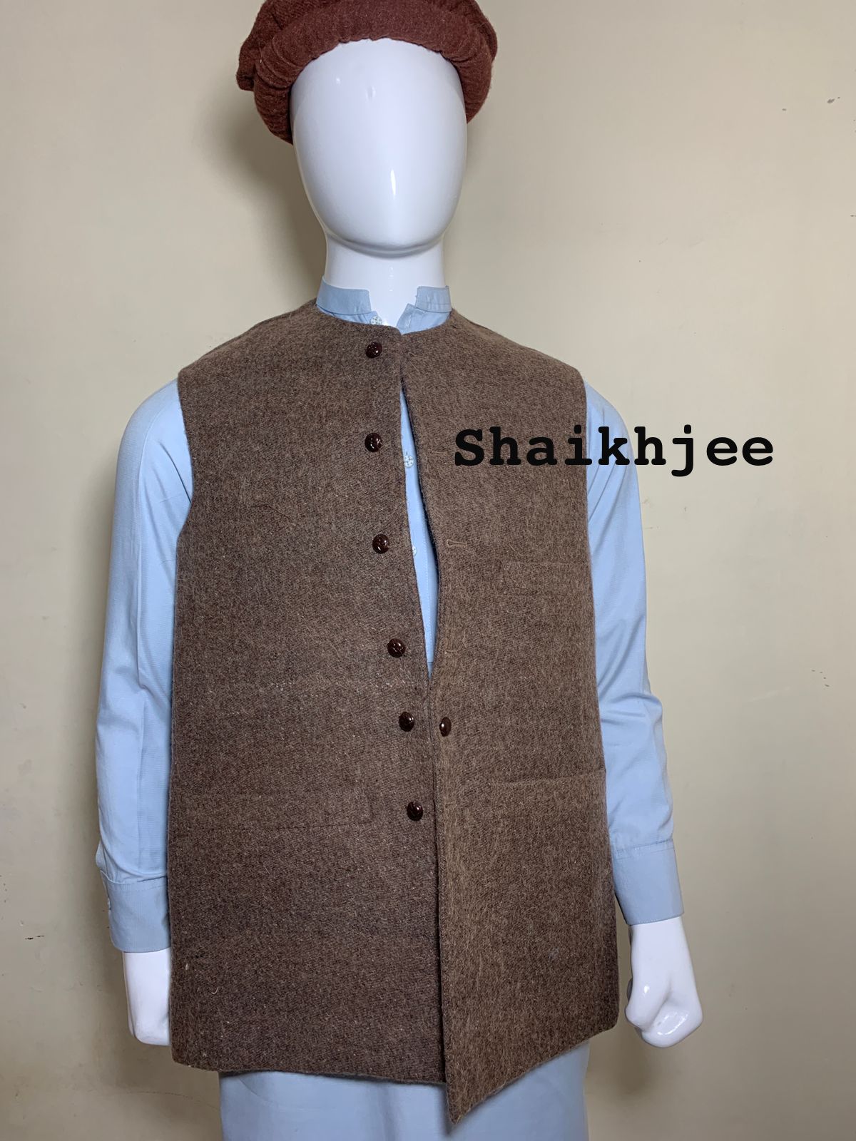 Handmade woolen nehru VEST , chirtali pakistani waistcoat - SHAIKHJEE