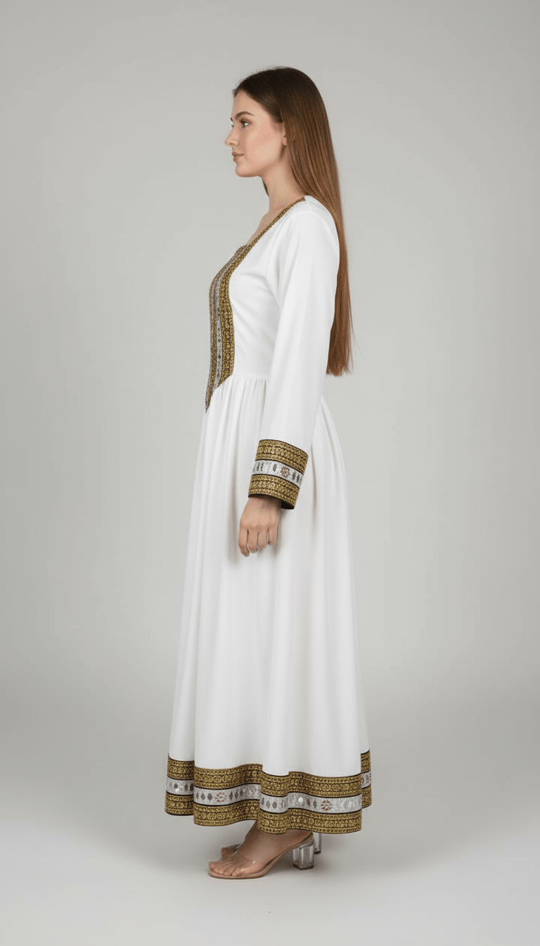 Afghani white embordered white Dress/ kochi dress - SHAIKHJEE