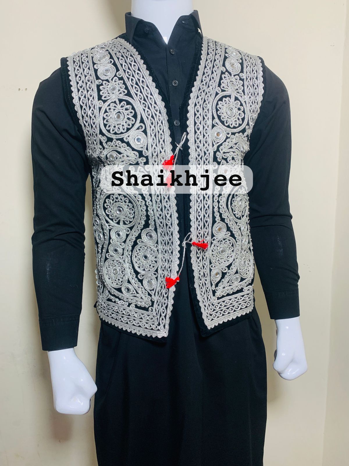 Afghani wedding embroidered VEST/ Handmade traditional pshtoon vest - SHAIKHJEE
