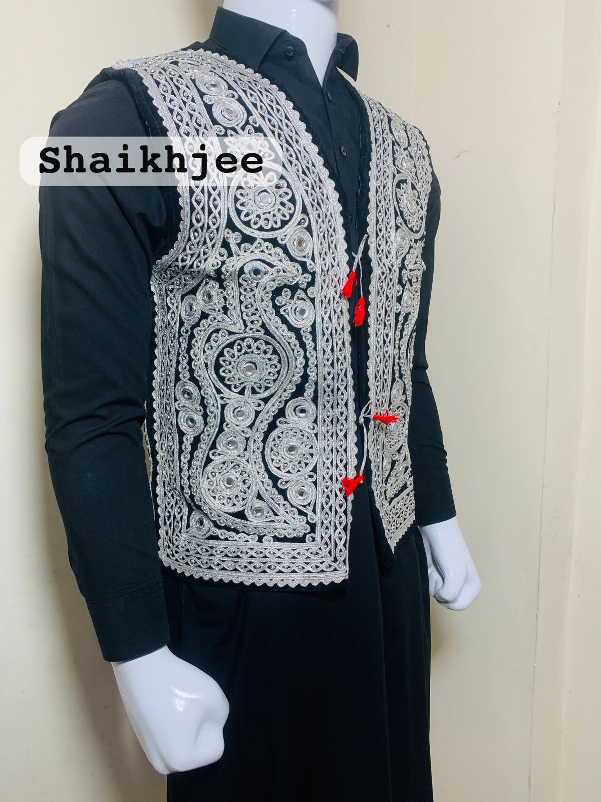 Afghani wedding embroidered VEST/ Handmade traditional pshtoon vest - SHAIKHJEE