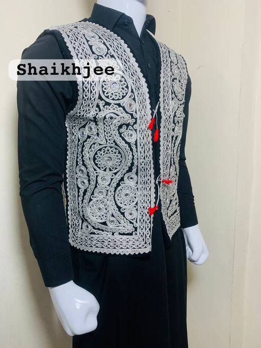 Afghani wedding embroidered VEST/ Handmade traditional pshtoon vest - SHAIKHJEE